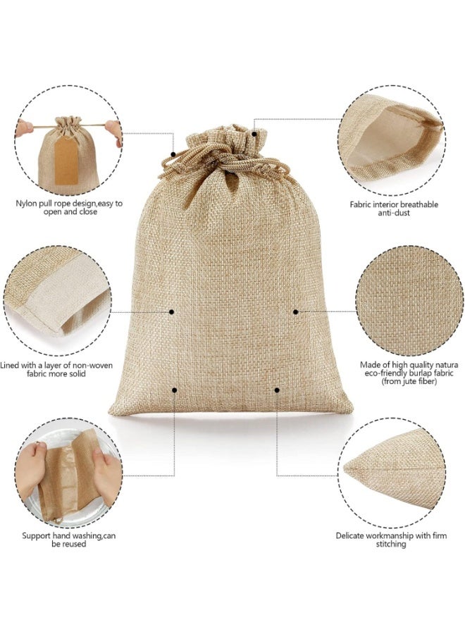 SRLIWHITE 20PCS Burlap Gift Bags with Drawstring, 10 x 15cm Small Linen Favor Bags with Tags and String, Reusable Mini Gift Bags for Wedding, Party, Jewelry, Coffee, and DIY Crafts - Image 3